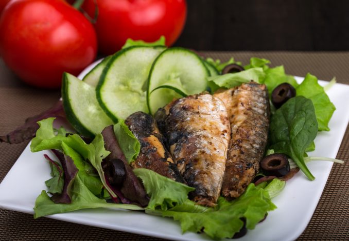 Canned Sardines on Salad Leafs