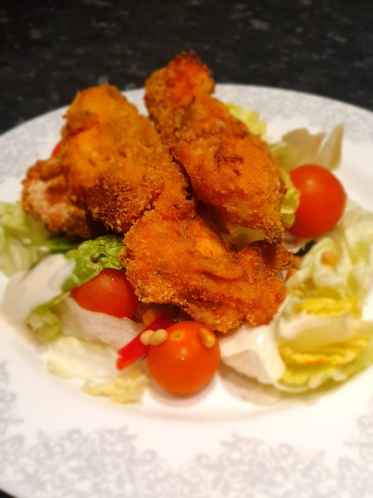 BBQ Crispy Chicken Strips with Salad